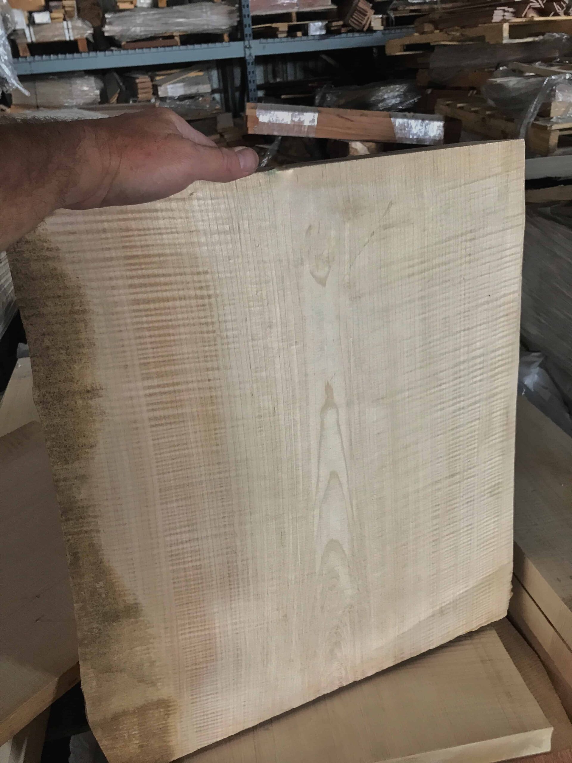 Figured English Maple billet with quartersawn grain on the right and left.