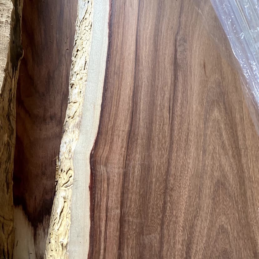 Granadillo wood showing heartwood and sapwood contrast