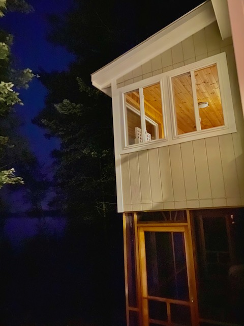 Maine Woods Retreat at night