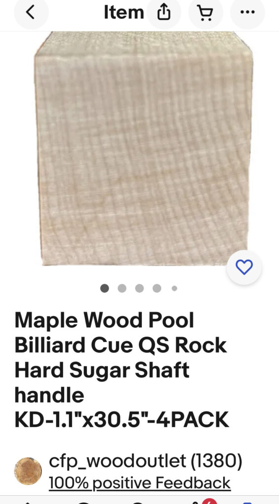 Maple Wood Cue blank for pool, billiard, snooker
