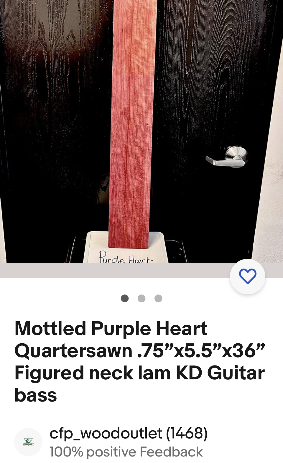 mottled purpleheart figured curly wood for sale